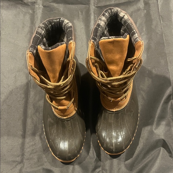 Brown and Green Duck Winter Boots - Picture 1 of 5